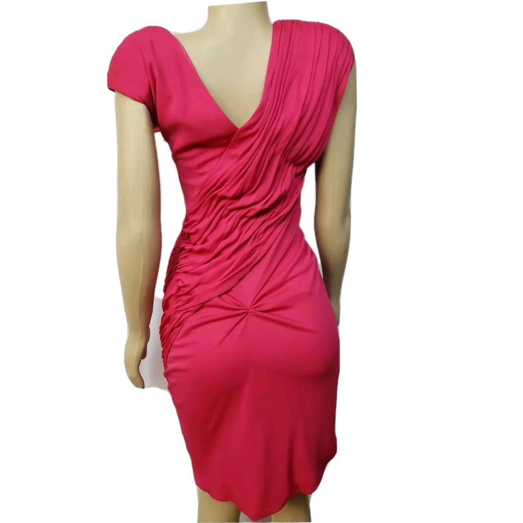 Estevez Vintage Size 4 Pink Bodycon Women's Ruched Dress #Cb2